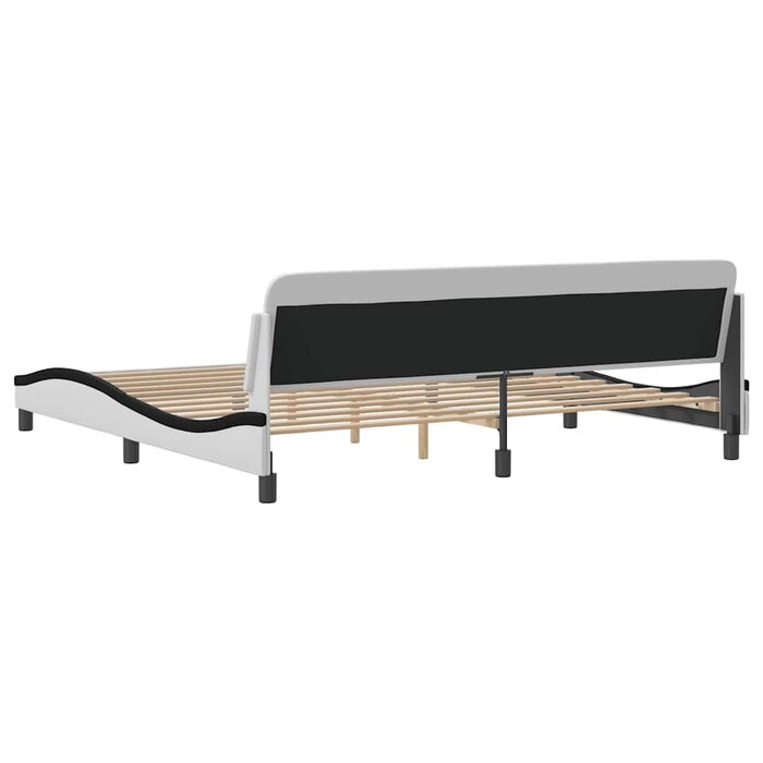 Design Bettgestell 200x200 cm - Kunstleder Weiß/Schwarz - bis zu 35% Rabatt