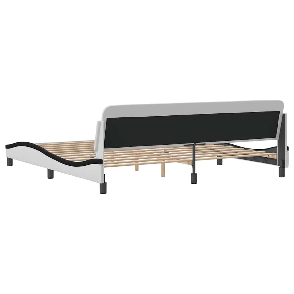 Design Bettgestell 200x200 cm - Kunstleder Weiß/Schwarz - bis zu 35% Rabatt