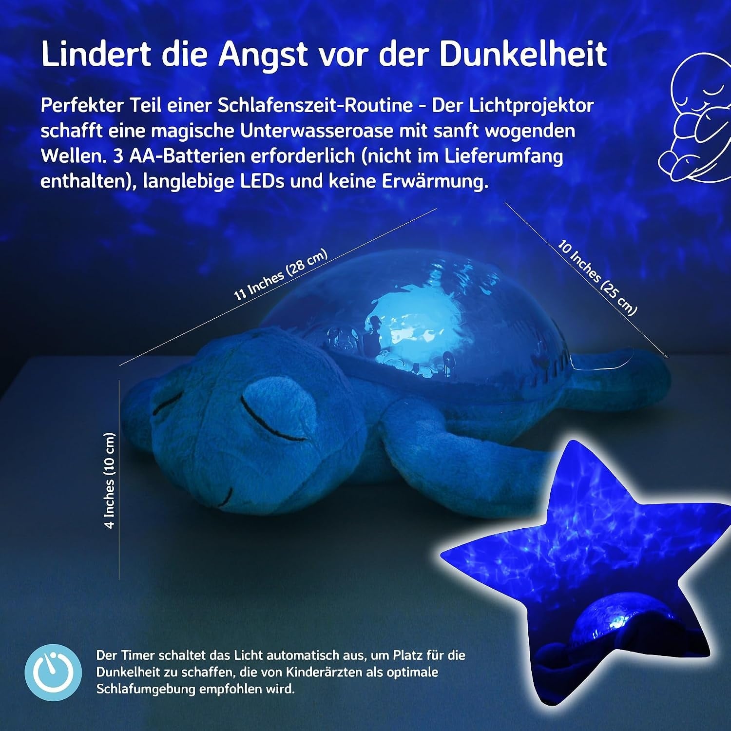 Ozean-Projektor Nachtlicht Schildkröte - Wiederaufladbar - bis zu 34% Rabatt