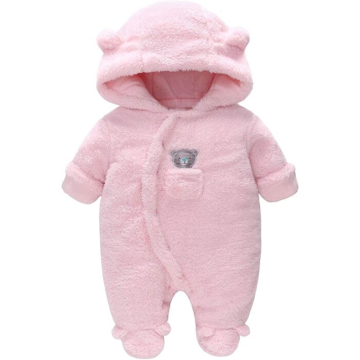 Kuscheliger Baby Fleece-Strampler mit Bärenohren - Sparen Sie bis zu 27%