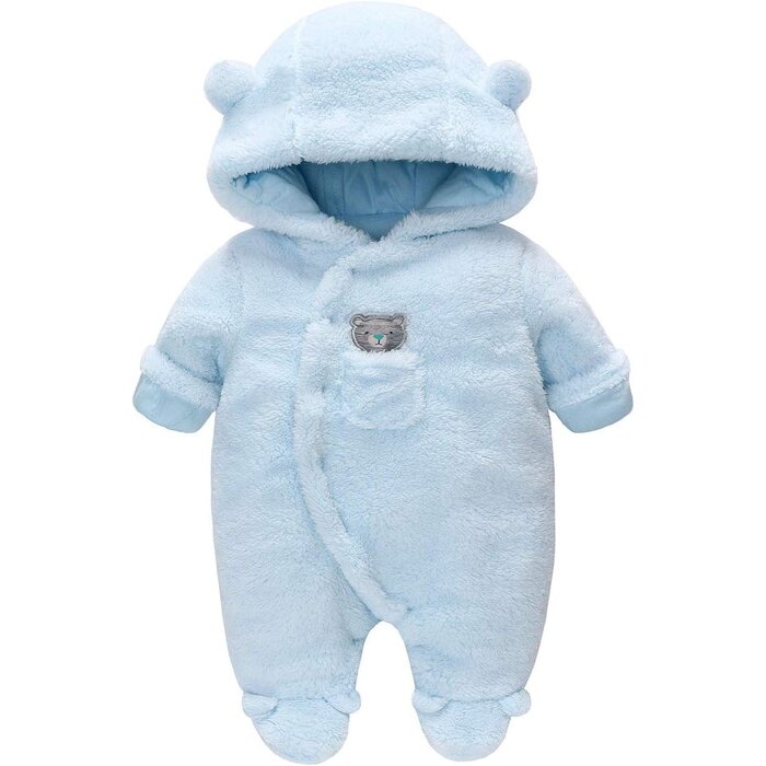 Kuscheliger Baby Fleece-Strampler mit Bärenohren - Sparen Sie bis zu 27%