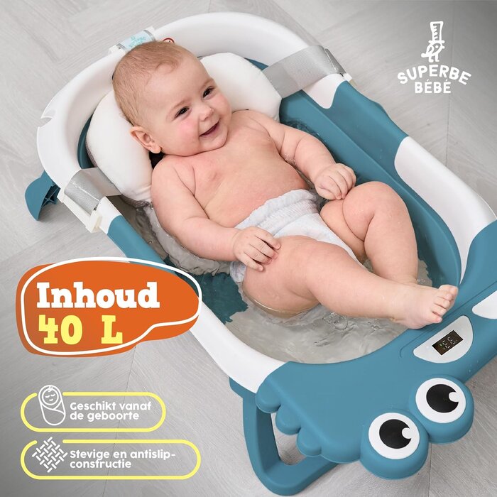 Faltbare Babybadewanne mit Thermometer & Kissen - Bis zu 28% Rabatt