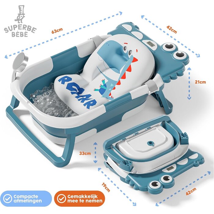 Faltbare Babybadewanne mit Thermometer & Kissen - Bis zu 28% Rabatt