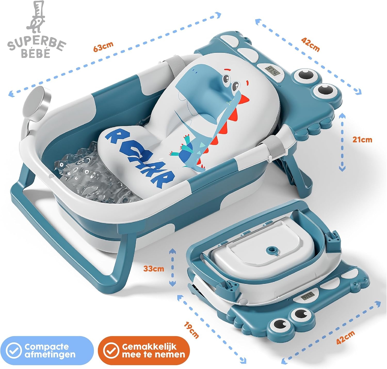 Faltbare Babybadewanne mit Thermometer & Kissen - Bis zu 28% Rabatt
