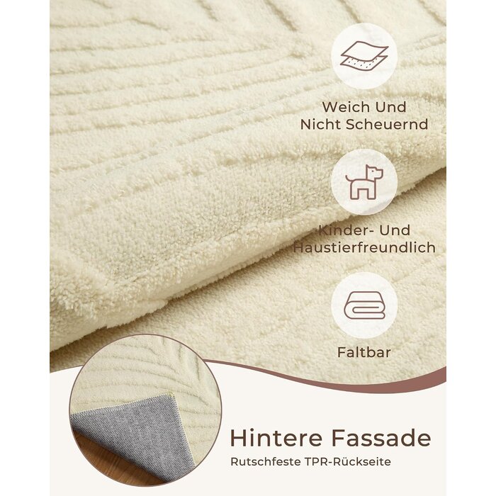 Design-Wohnzimmerteppich Monstera 152x213cm, Cremeweiß - bis zu 29% Rabatt