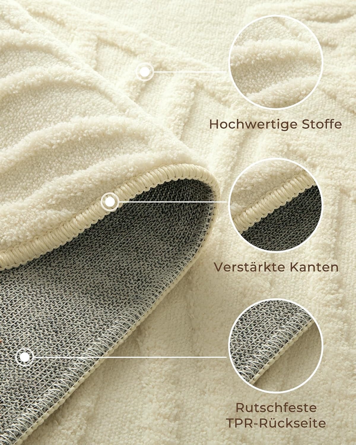 Design-Wohnzimmerteppich Monstera 152x213cm, Cremeweiß - bis zu 29% Rabatt