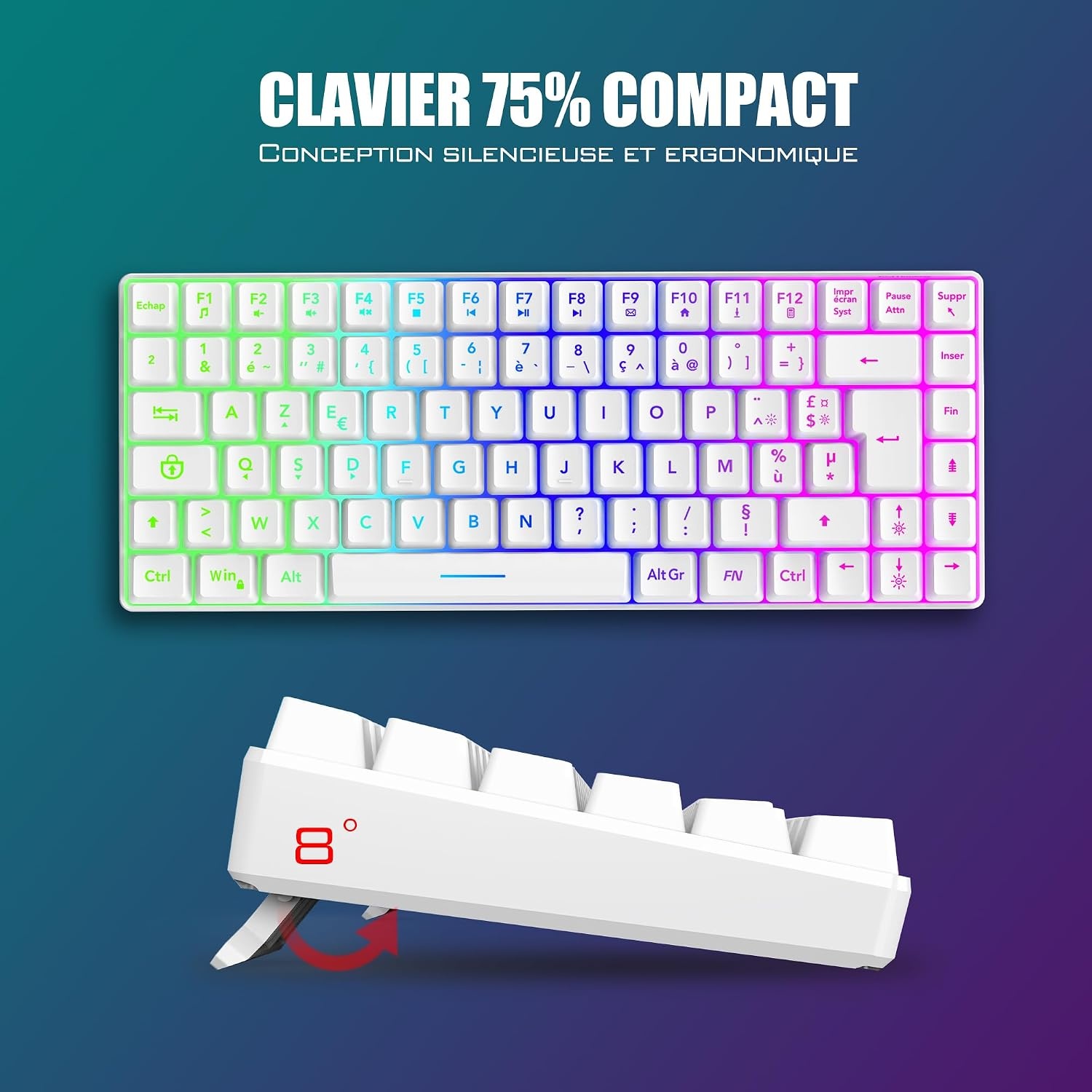 Kabelloses 75% Gaming-Tastatur & Maus Set (AZERTY) - bis zu 28% Rabatt