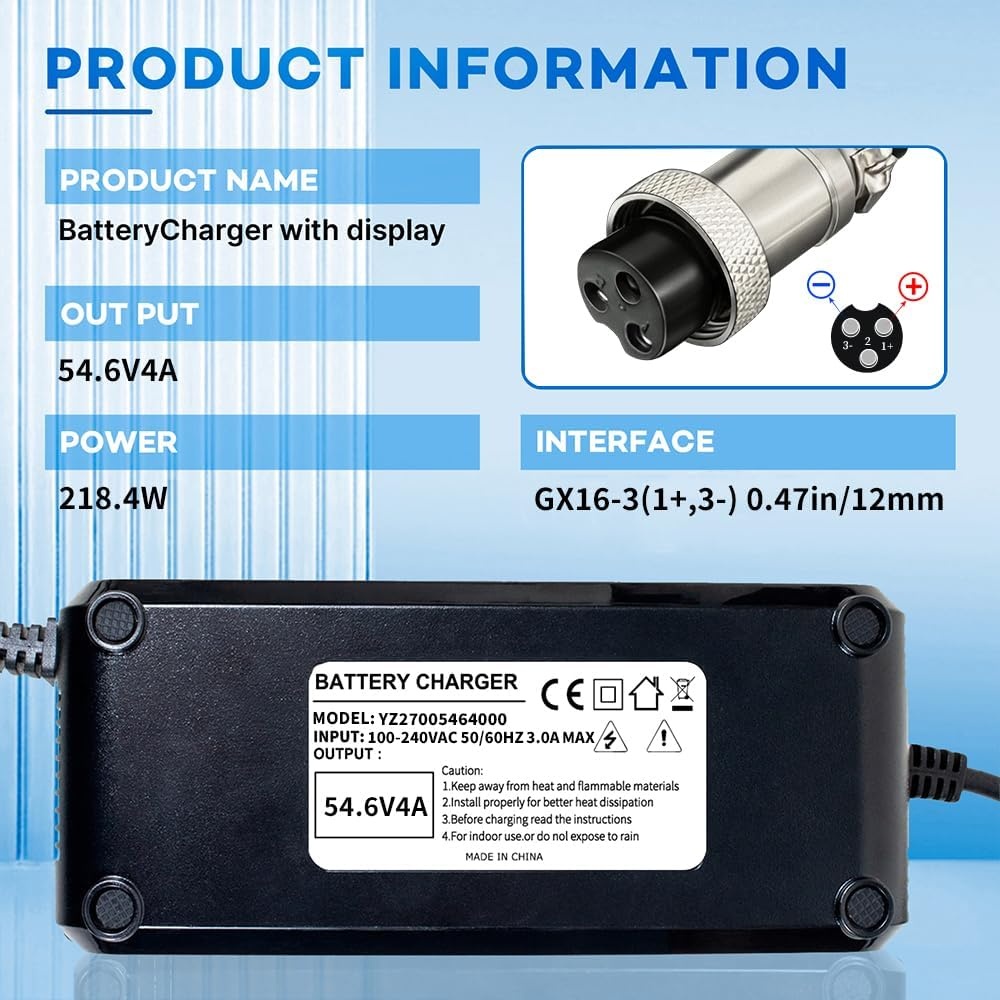 48V E-Bike Ladegerät 54.6V 4A GX16-3 Stecker - Schnelllader bis zu 33% günstiger