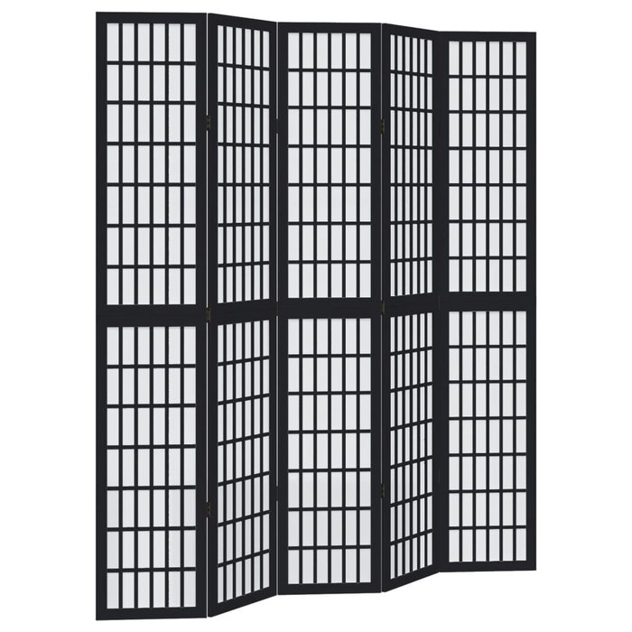 5-Paneel Raumteiler Paulownienholz Schwarz 175-180x220cm - bis zu 35% Rabatt