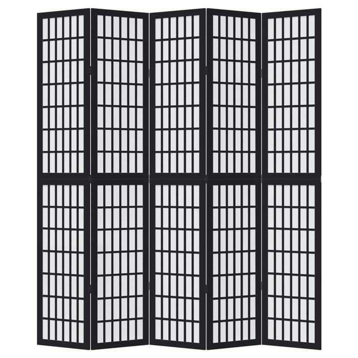 5-Paneel Raumteiler Paulownienholz Schwarz 175-180x220cm - bis zu 35% Rabatt