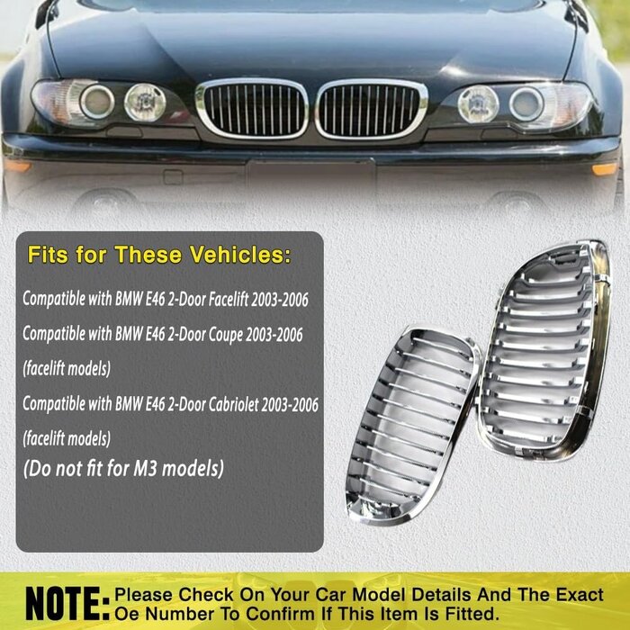Nierengrill Set für BMW E46 Facelift 2-Türer - Chrom Optik - bis zu 34% Rabatt