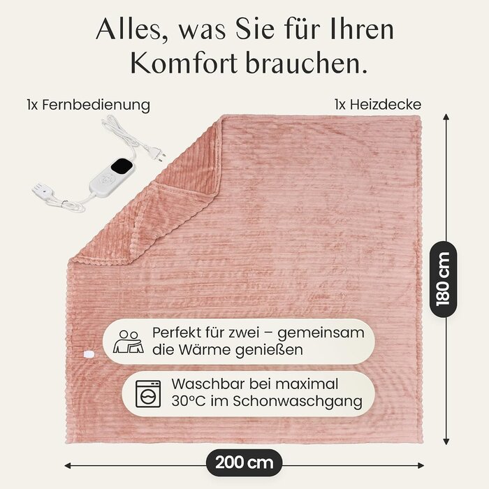 XXL elektrische Wärmedecke 200x180cm, waschbar - bis zu 33% reduziert