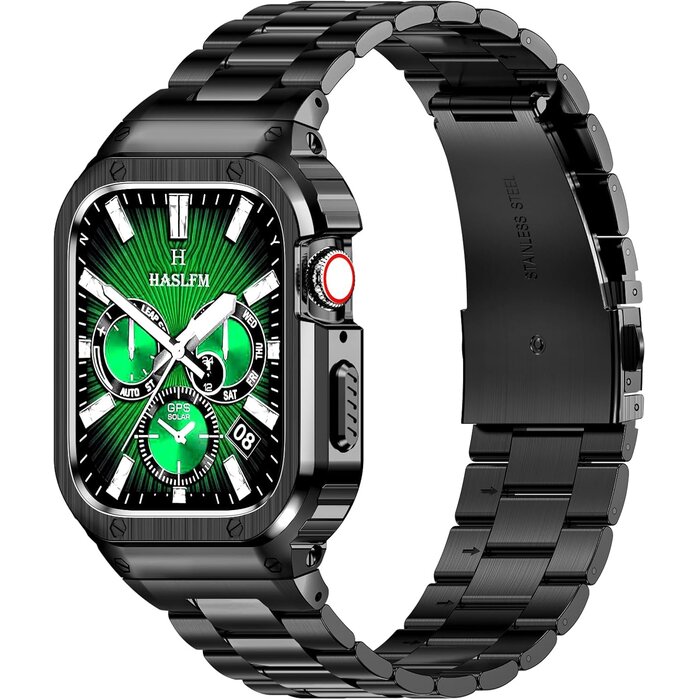 Edelstahl Armband & Gehäuse für Apple Watch 44/42mm - Schwarz bis zu 58% reduziert