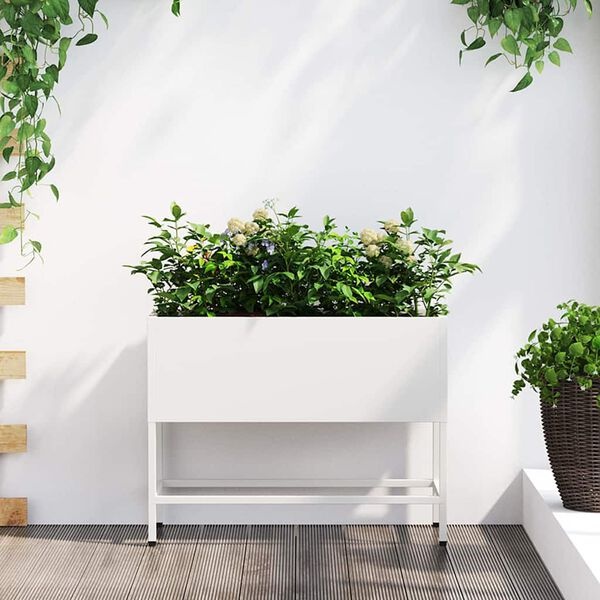 Stahl-Hochbeet Pflanzkasten 60x26x45 cm - Weiß - bis zu 33% Rabatt