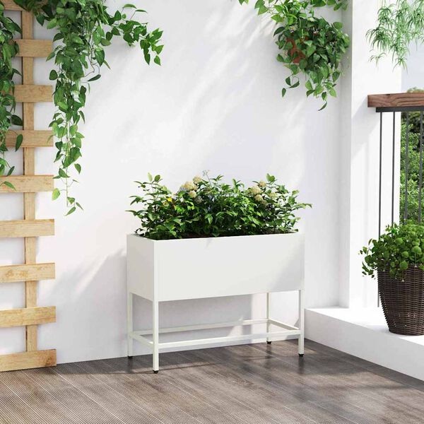 Stahl-Hochbeet Pflanzkasten 60x26x45 cm - Weiß - bis zu 33% Rabatt