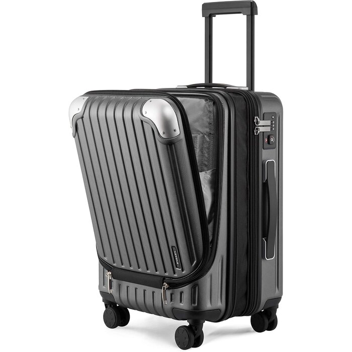 Erweiterbarer 20 Zoll Handgepäckkoffer mit Laptopfach - Grau - bis zu 34% Rabatt