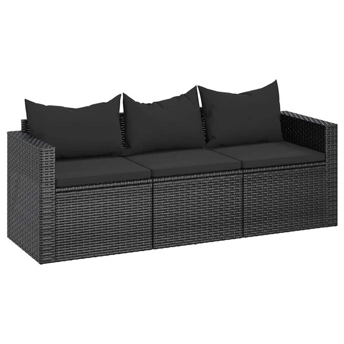 3-Sitzer Gartenbank aus Poly-Rattan - Schwarz - Jetzt bis zu 35% sparen