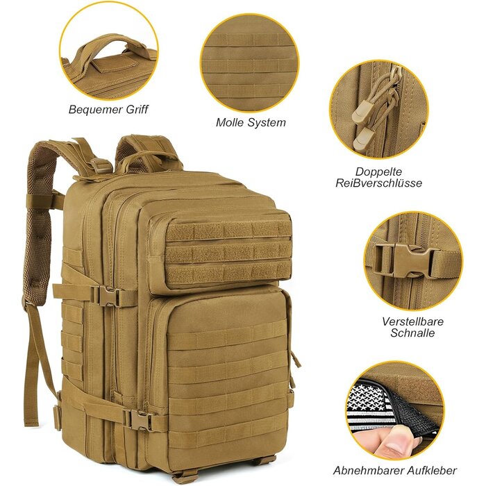 Taktischer 45L Militärrucksack: Wasserabweisend & Robust - bis zu 27% sparen