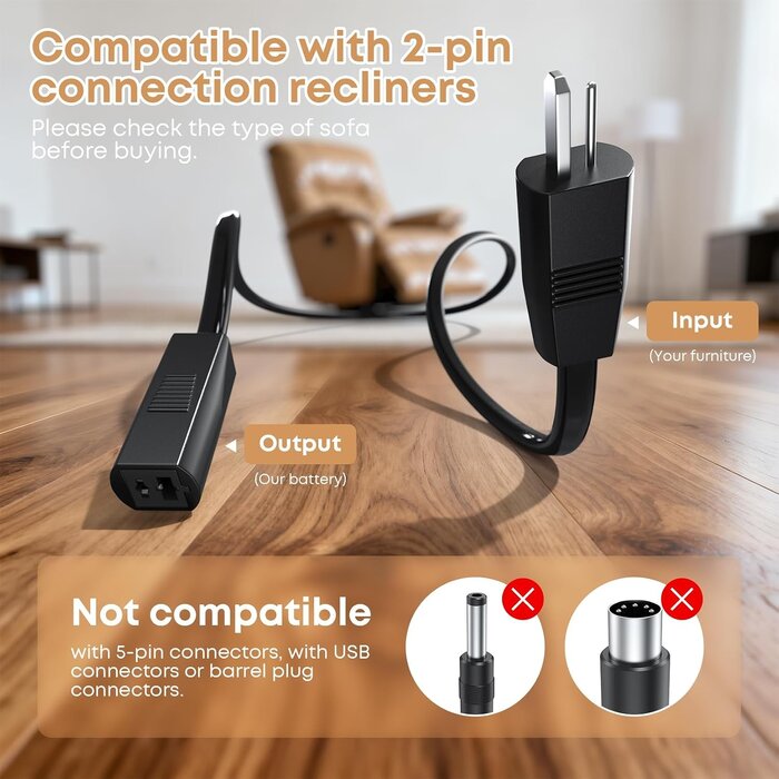 Akku-Pack für Relaxsessel & Sofas, 2500 mAh, 2-Pin - bis zu 34% Rabatt