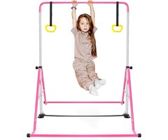 Verstellbare Turnstange für Kinder inkl. Ringe - Rosa - bis zu 32% Rabatt
