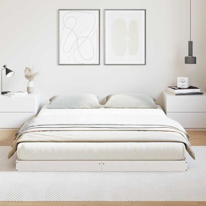 Vidaxl Massivholz-Bett 140x220 cm Kiefer Weiß - Outlet bis zu 34% reduziert