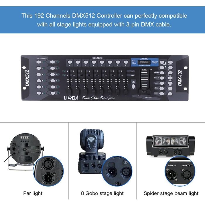 DMX Controller für Lichtshows, 192 Kanäle, 19 Zoll - bis zu 33% reduziert