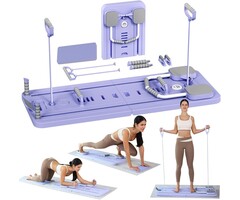 Pilates Reformer mit Widerstandsbändern - Klappbar, Lila - bis zu 40% Rabatt