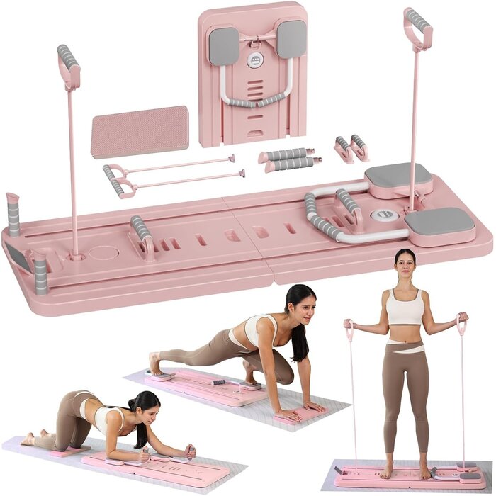 Pilates Reformer mit Widerstandsbändern - Klappbar & Lila - Bis zu 34% Rabatt