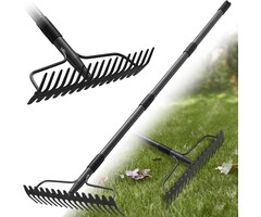 Laubharke 17 Zinken Metallstiel 190 cm - Gartenhelfer bis zu 55% reduziert