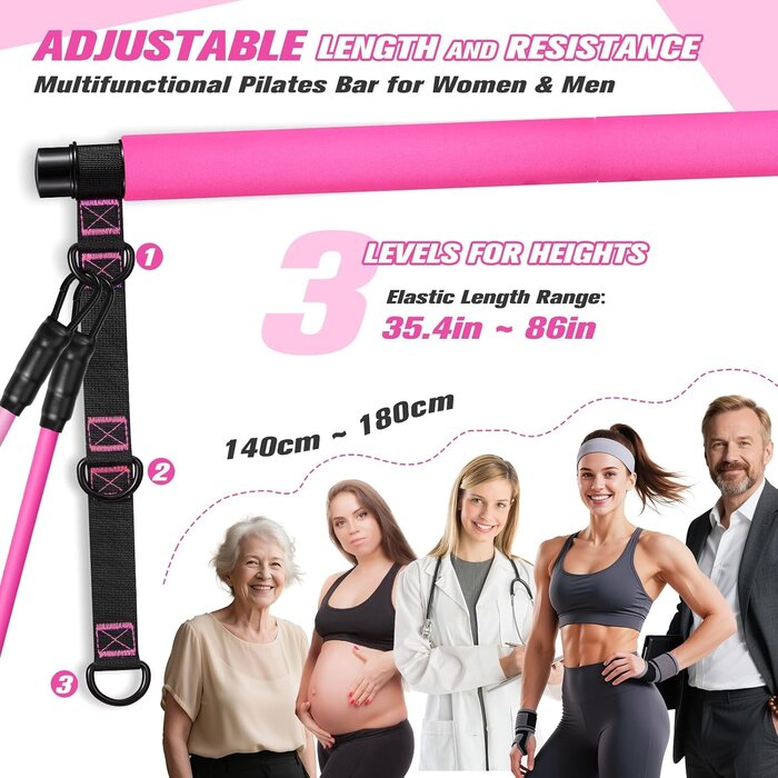 Pilates-Stangenset mit Widerstandsbändern - Extra schwer - Bis zu 26% Rabatt