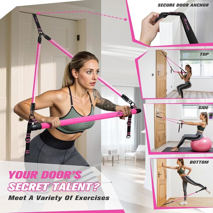 Pilates-Stangenset mit Widerstandsbändern - Extra schwer - Bis zu 26% Rabatt