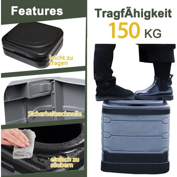 Tragbare Campingtoilette XXL - 40 cm Höhe - bis zu 34% günstiger