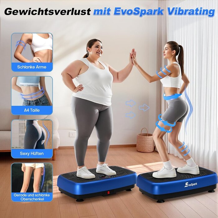 Vibrationsplatte Doppelmotor, 204 kg Tragkraft - Blau - bis zu 34% Rabatt