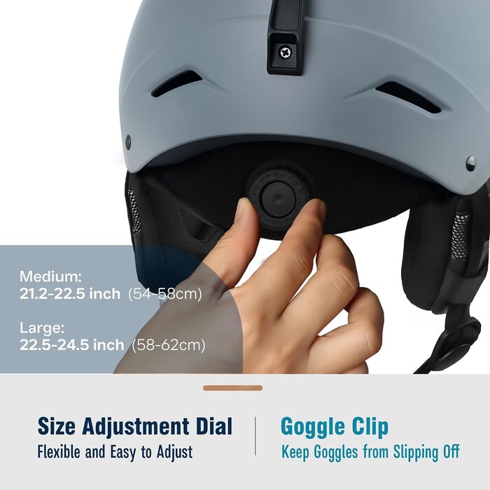 Ski- & Snowboardhelm größenverstellbar 58-62cm - Grau - bis zu 27% reduziert