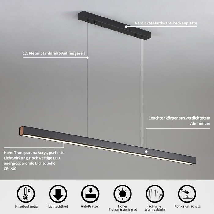 Dimmbare LED-Hängelampe 150 cm | Schwarz | Bis zu 35% Rabatt