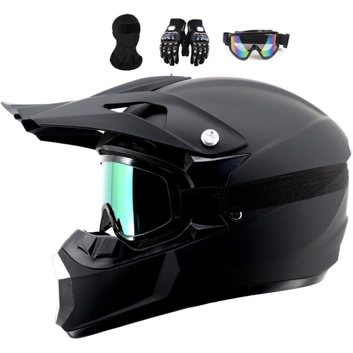 Full-Face Motocross-Helm Set Schwarz - Größe L - bis zu 33% reduziert
