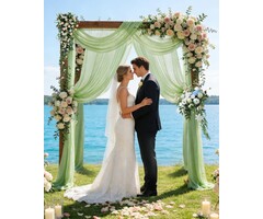Chiffon-Vorhang-Set Salbeigrün 75x600cm - bis zu 26% Rabatt