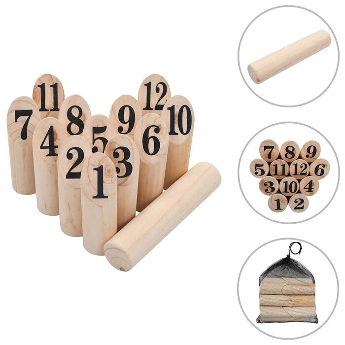 Vidaxl Nummernkubb Wurfspiel aus Kiefernholz - Outdoor-Spaß - bis zu 30% Rabatt