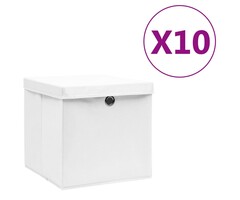 Vidaxl 10er Set Aufbewahrungsboxen mit Deckel, 28x28x28cm, Weiß - bis zu 34% sparen