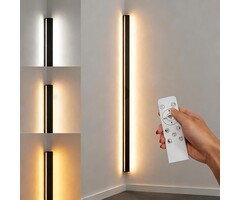 Moderne LED-Eckwandleuchte 120 cm Schwarz - Dimmbar & Fernbedienung - bis zu 29% Rabatt