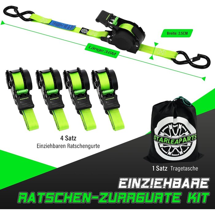 Automatische Spanngurte 4er-Set - 3,6m - bis zu 29% Rabatt sparen