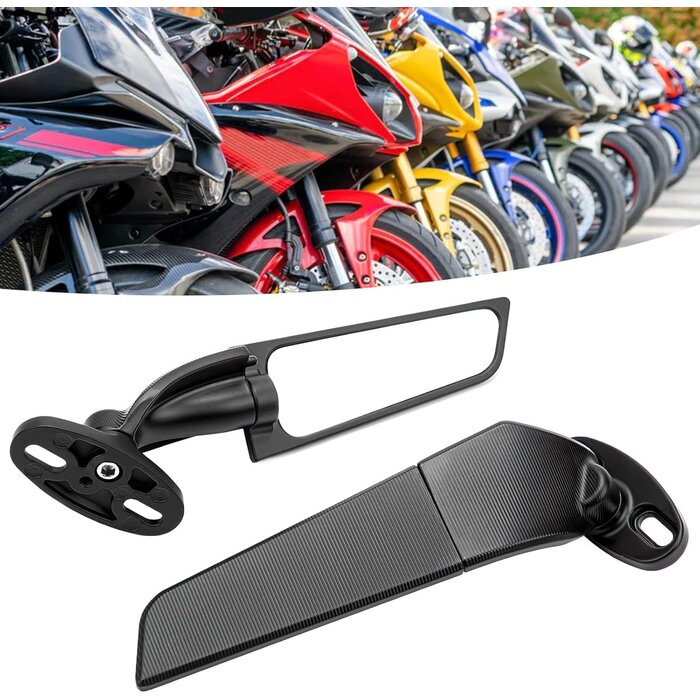 Aerodynamische Motorrad-Seitenspiegel - Aluminium - Schwarz - bis zu 27% Rabatt