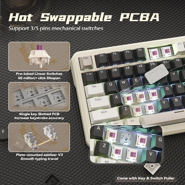Mechanisches 75% Gaming-Tastatur Set RGB - Käseweiß - bis zu 29% Rabatt