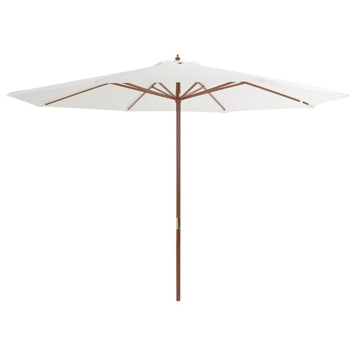 Vidaxl Großer Sonnenschirm 350 cm Sandweiß - Holzstock - bis zu 34% Rabatt