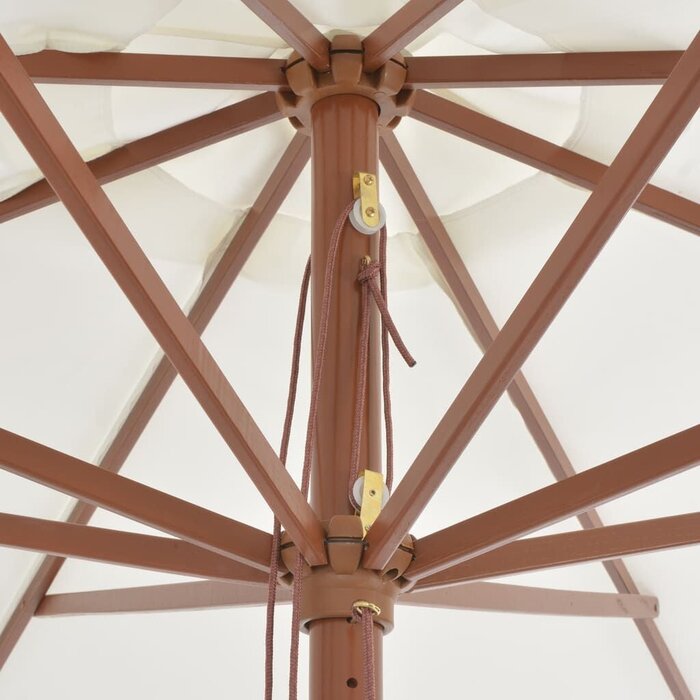 Vidaxl Großer Sonnenschirm 350 cm Sandweiß - Holzstock - bis zu 34% Rabatt