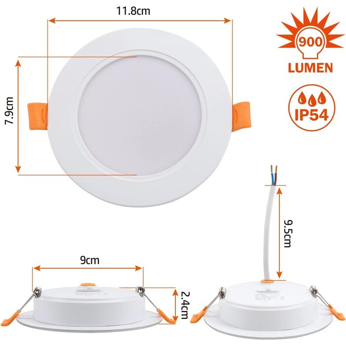 6x LED-Einbaustrahler Badezimmer IP54 9W - 120mm - Bis zu 27% reduziert