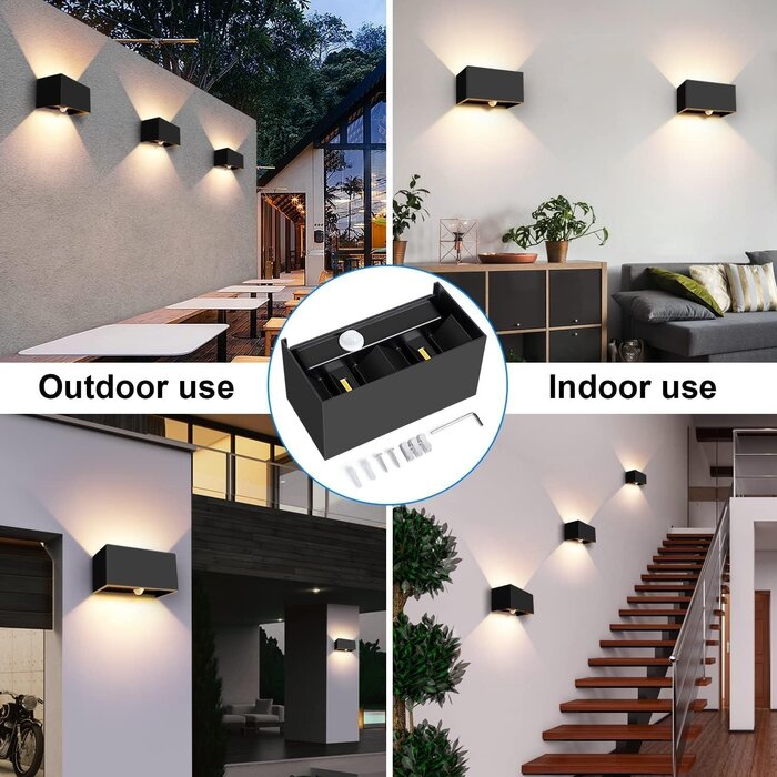 Kingwei LED Außenwandleuchten 2er-Set mit Sensor - 20W - IP65 - bis zu 52% Rabatt