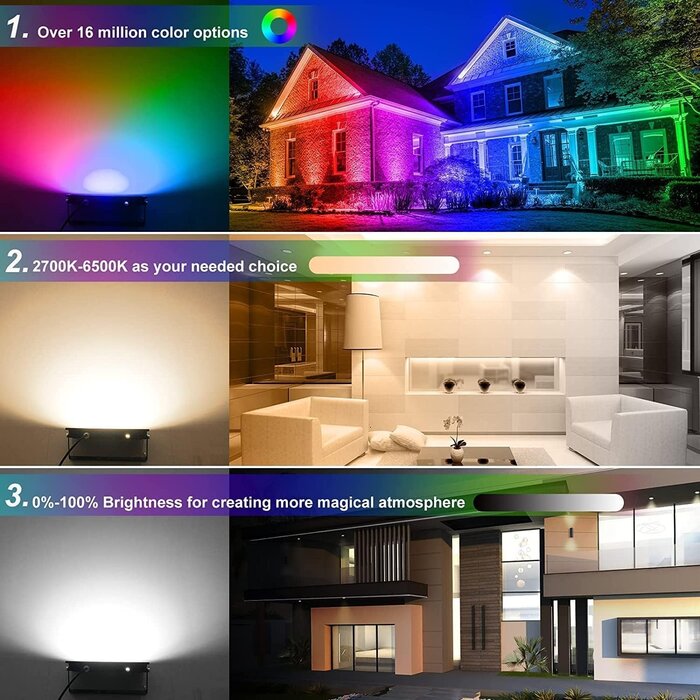 4er-Set LED-Außenstrahler 100W RGB mit App-Steuerung - bis zu 30% sparen