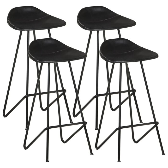 Vidaxl 4er Set Barhocker aus echtem Ziegenleder - Schwarz - Outlet bis zu 35% Rabatt