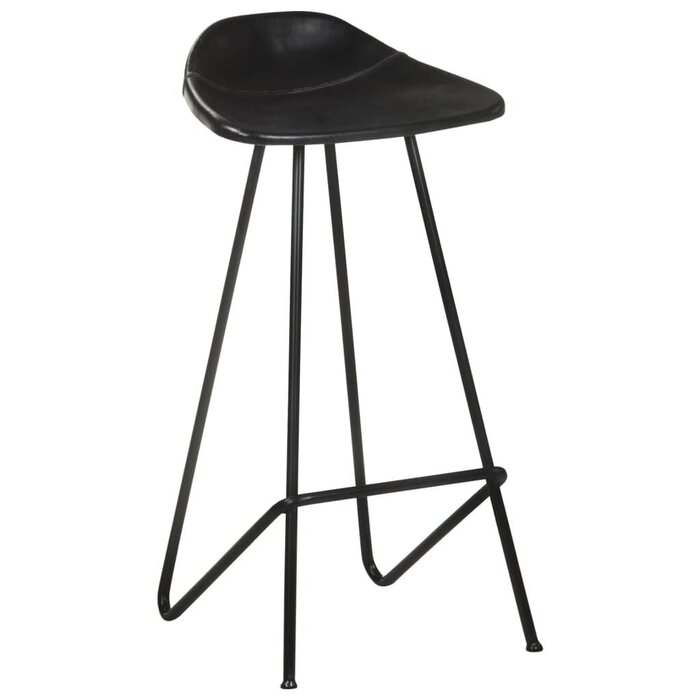 Vidaxl 4er Set Barhocker aus echtem Ziegenleder - Schwarz - Outlet bis zu 35% Rabatt